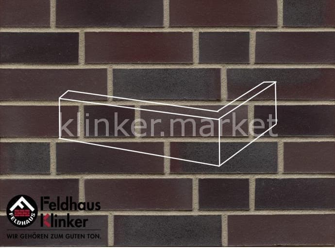Клинкерная плитка угловая (W398DF14) 398 galena cerasi nero Feldhaus Klinker 240x115x52/14 мм